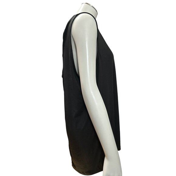 Adrienne Vittadini Sport Black Tank Top LG Stretchy Cross Back Yoga Fitness Top - Picture 6 of 9